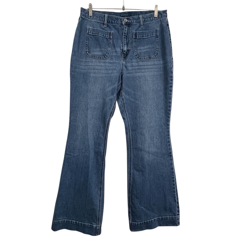Biltmore Jeans Women Size 14 Blue Bootcut Stretch Denim Patch Pockets